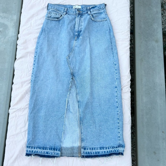 Zara Dresses & Skirts - Zara Denim Midi Maxi Skirt, Size L Boho Streetwear Y2K